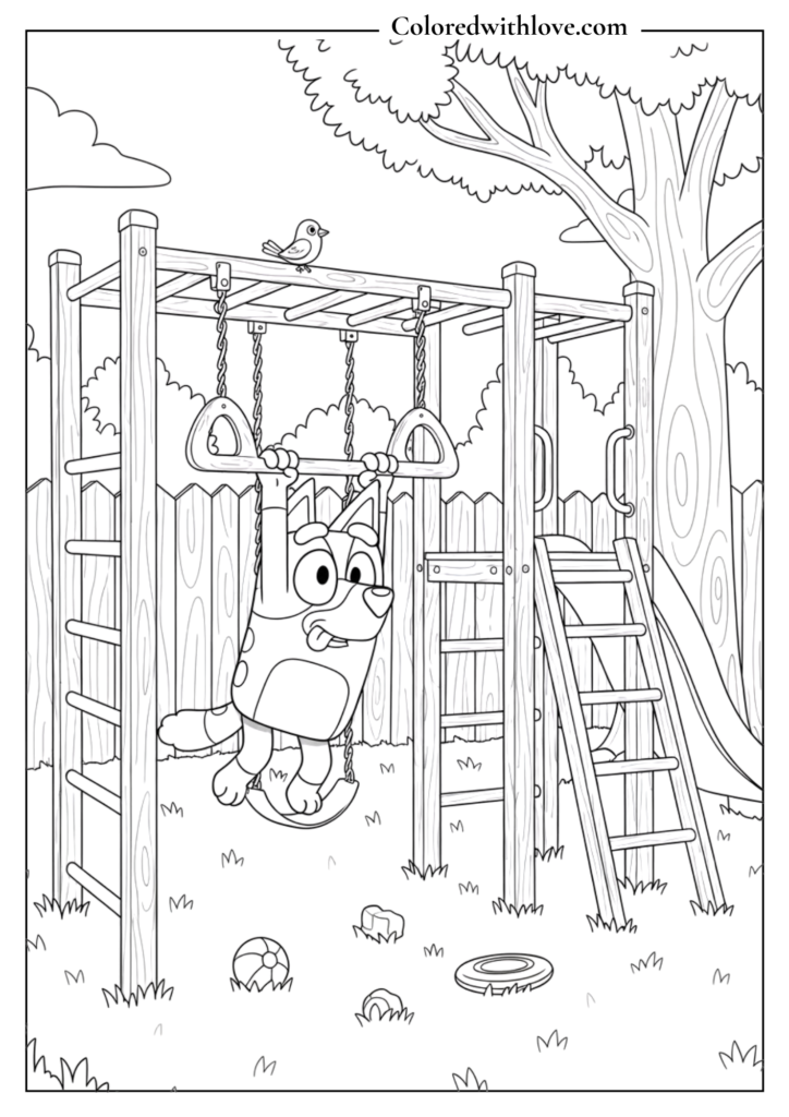 Bluey's Backyard Adventure Coloring Page