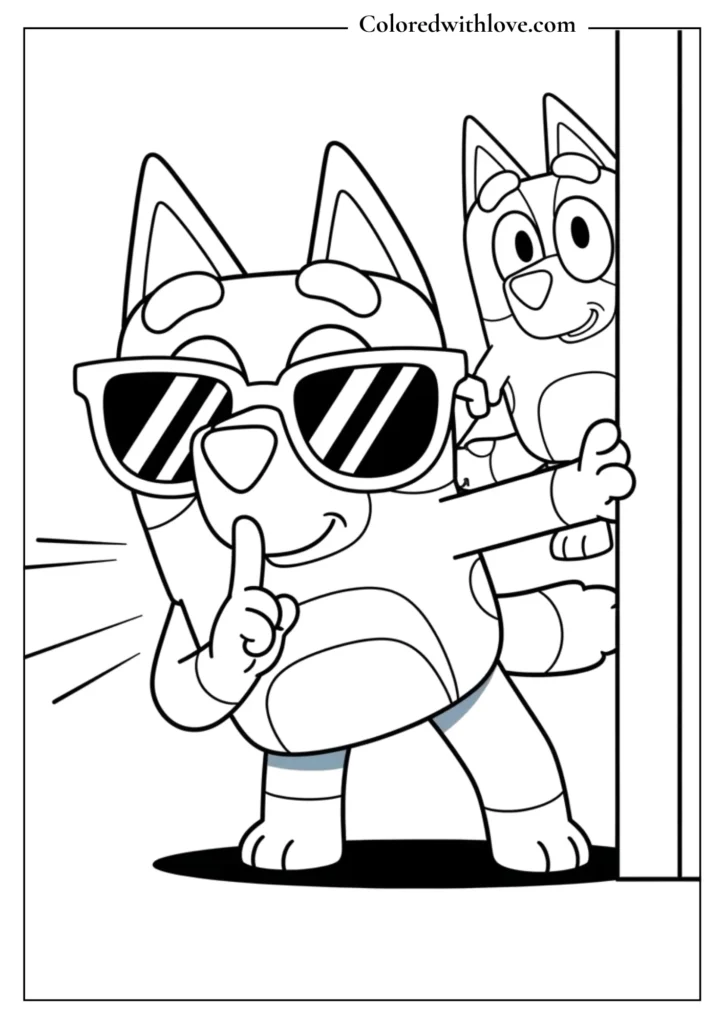 Spy Game Adventure Bluey Coloring Page
