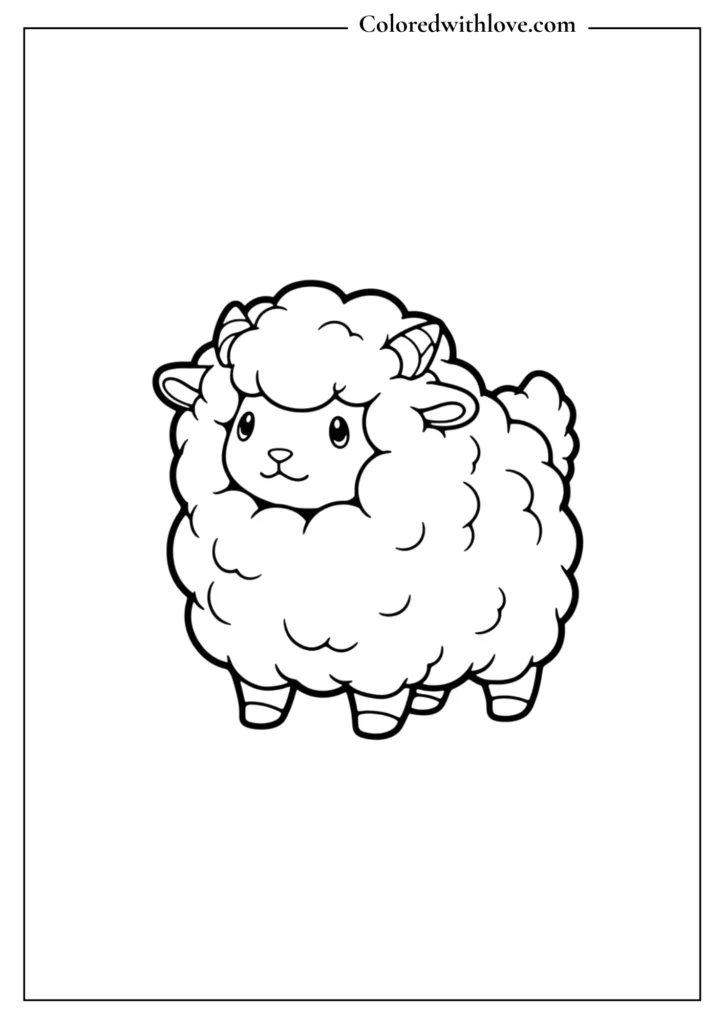 Wooloo coloring sheet - fluffy sheep Pokémon with cloud-like wool, simple coloring page for kids
