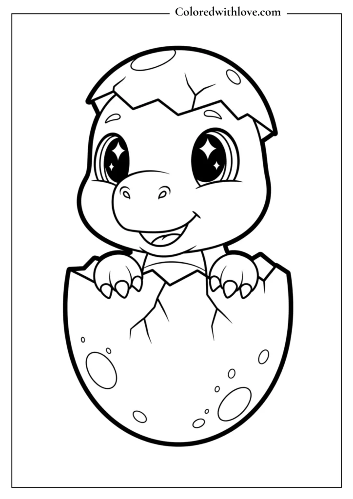 baby dinosaur hatching from egg coloring page free printable dinosaur coloring pages for kids