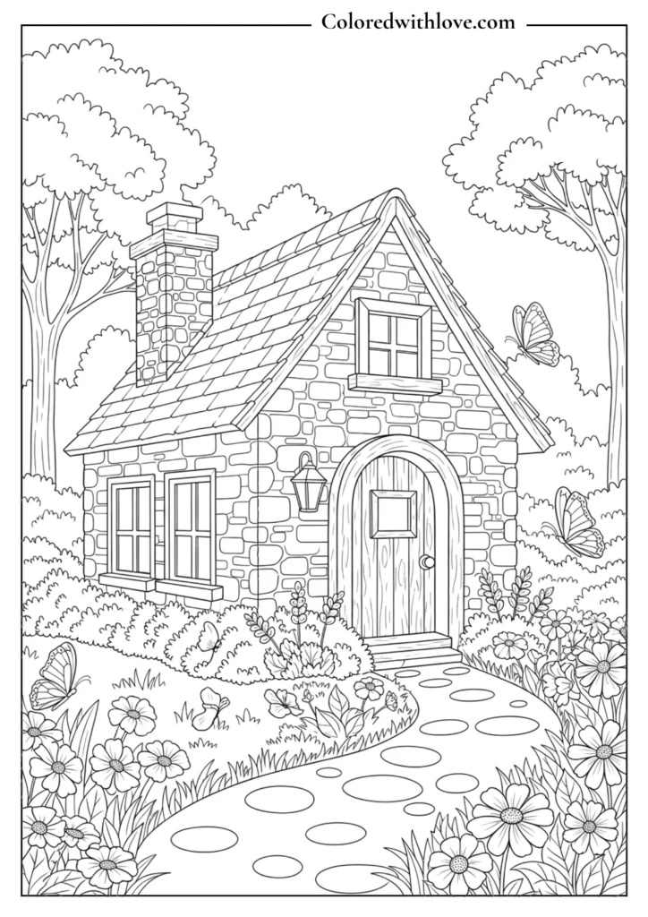 cozy cottage coloring pages