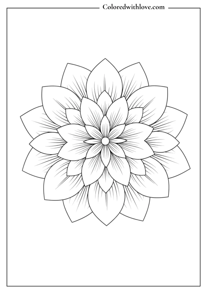 Easy mandala coloring pages simple lotus flower design printable for beginners