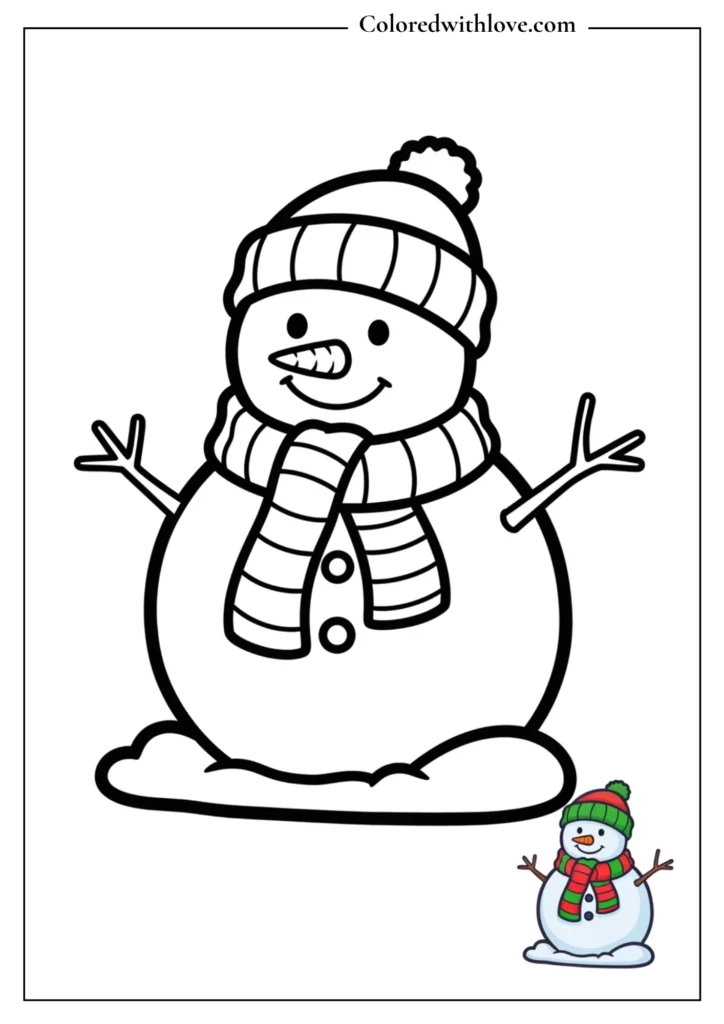 Smiling snowman with scarf
