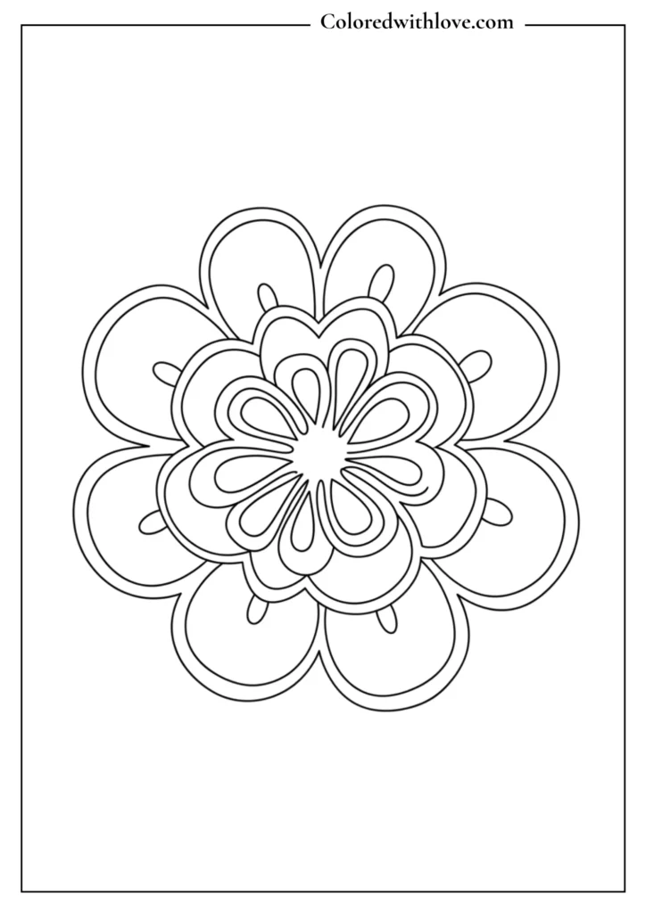 Easy mandala coloring pages layered floral symmetry printable