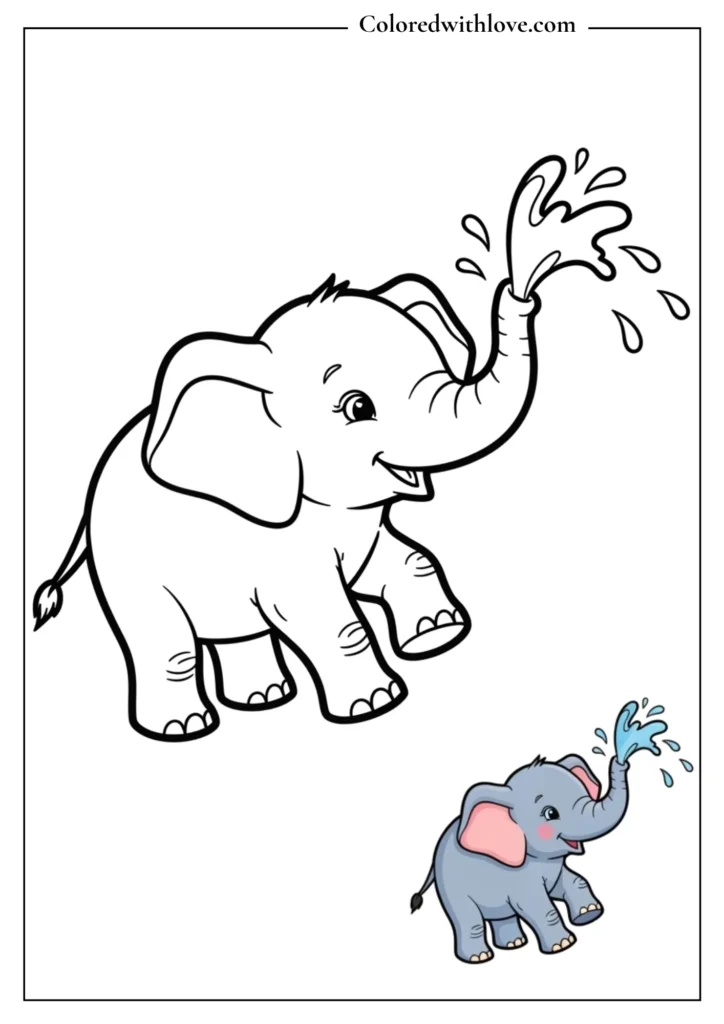 Elephant spraying water