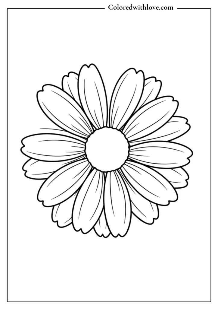 Easy mandala coloring pages simple daisy flower outline printable for kids