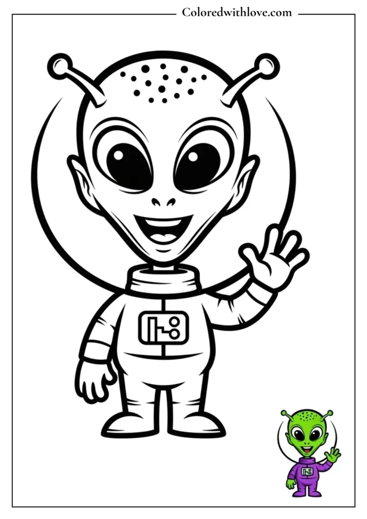Smiling alien cartoon