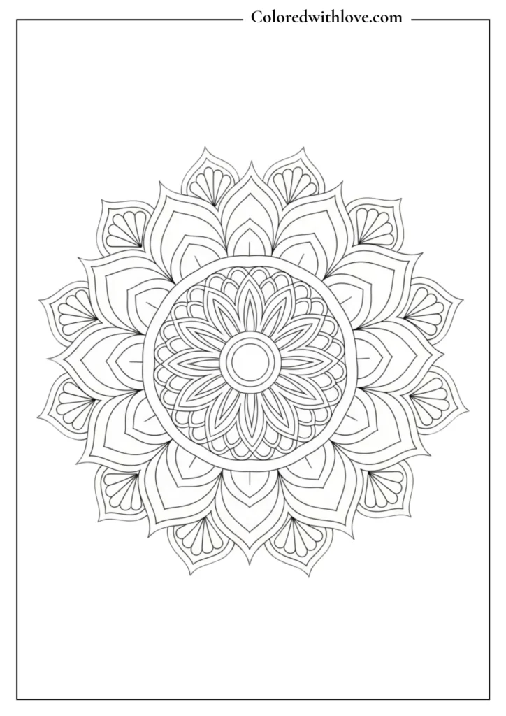 Easy mandala coloring pages floral circular pattern simple printable