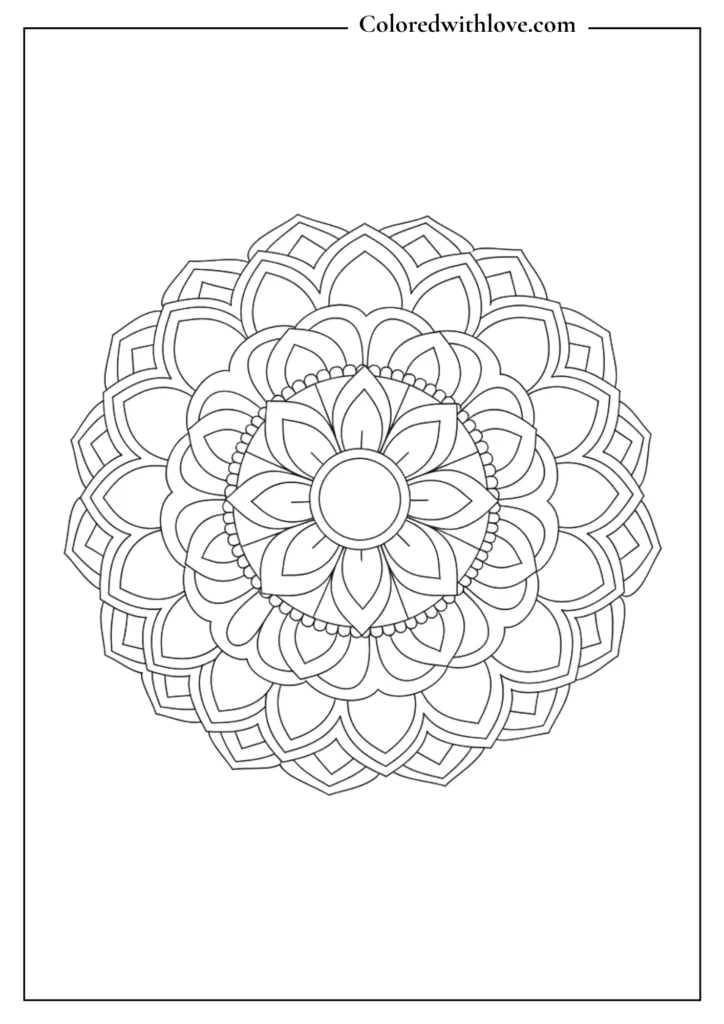 Easy mandala coloring pages simple symmetrical mandala flower printable