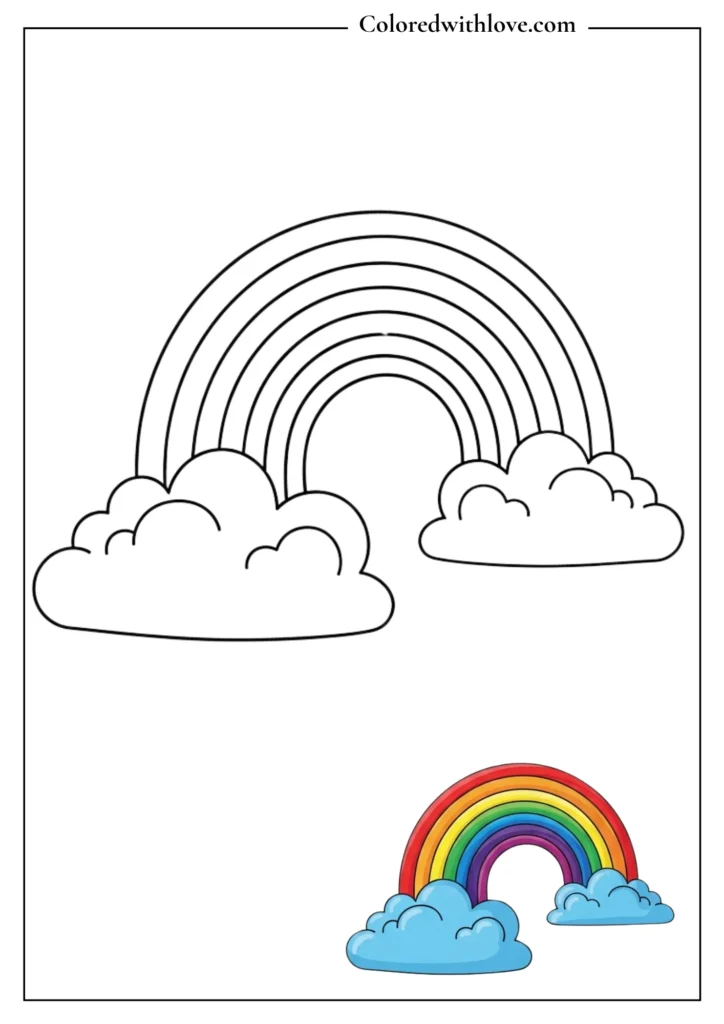 Rainbow with clouds drawing