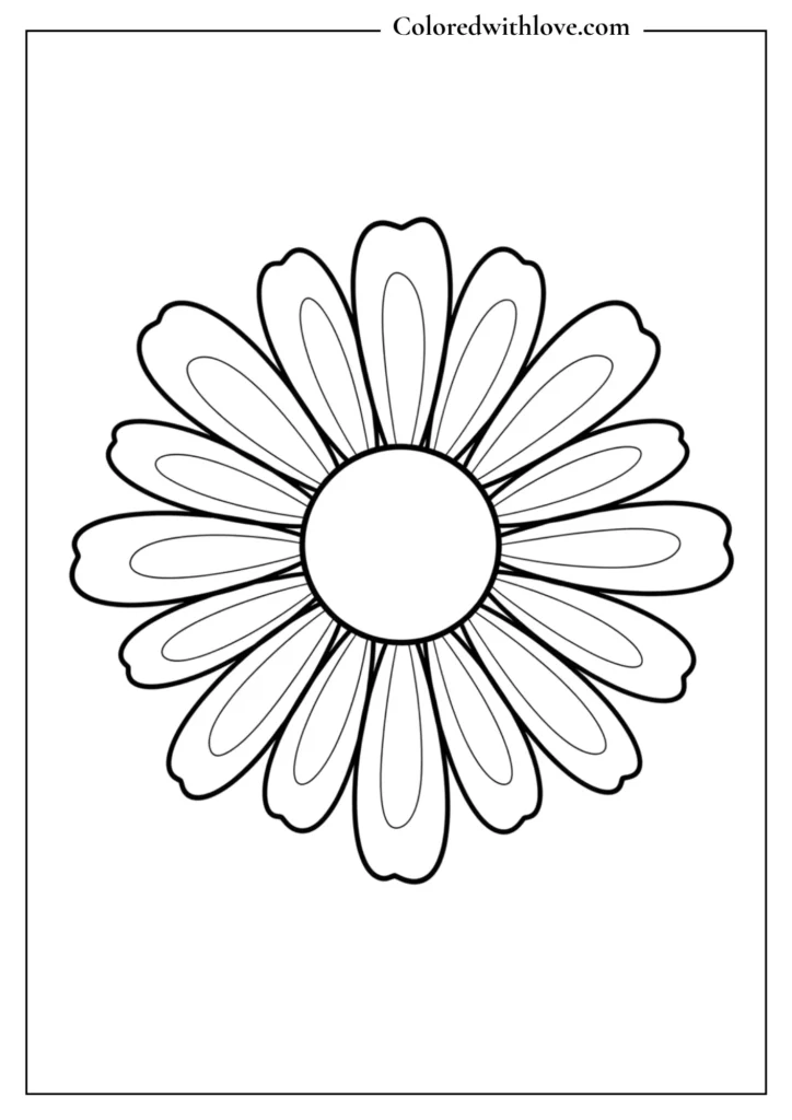 Easy mandala coloring pages daisy flower simple outline printable for kids