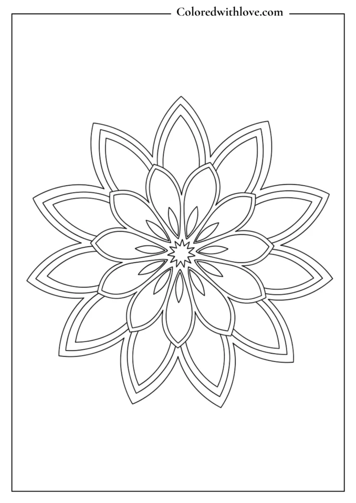Easy mandala coloring pages simple petal mandala flower printable