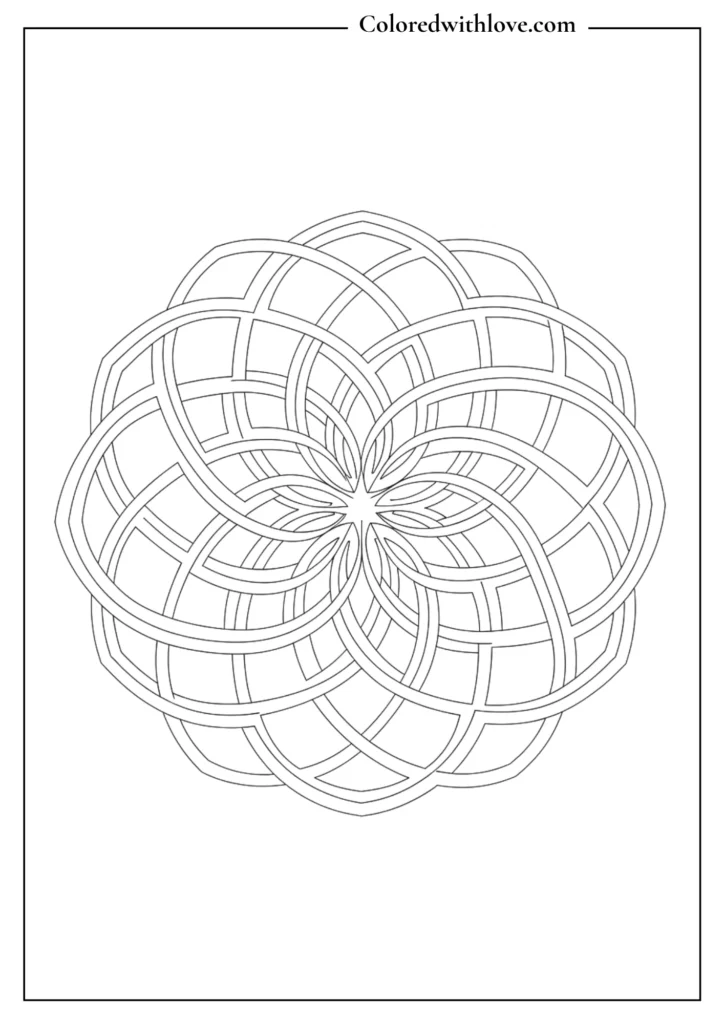 Easy mandala coloring pages interlocking loops geometric design printable