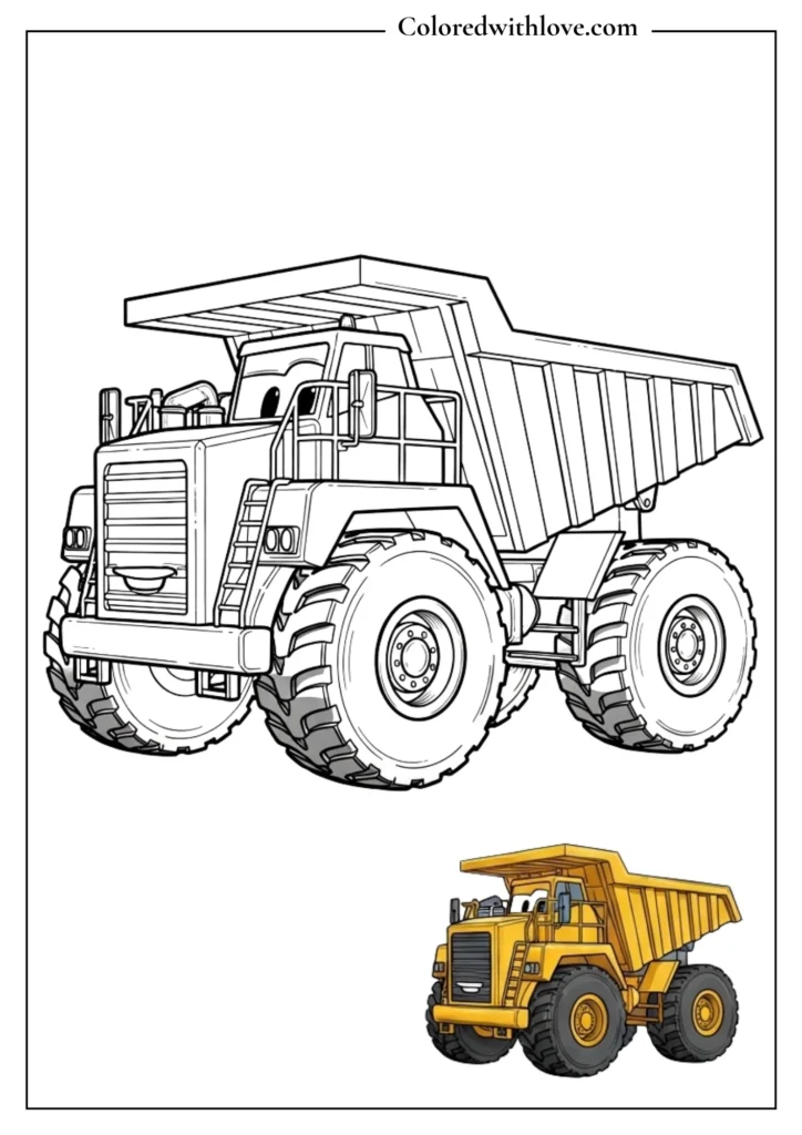 Dump truck construction vehicle drawing