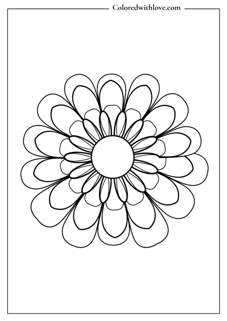 Easy mandala coloring pages bold petal flower simple design printable
