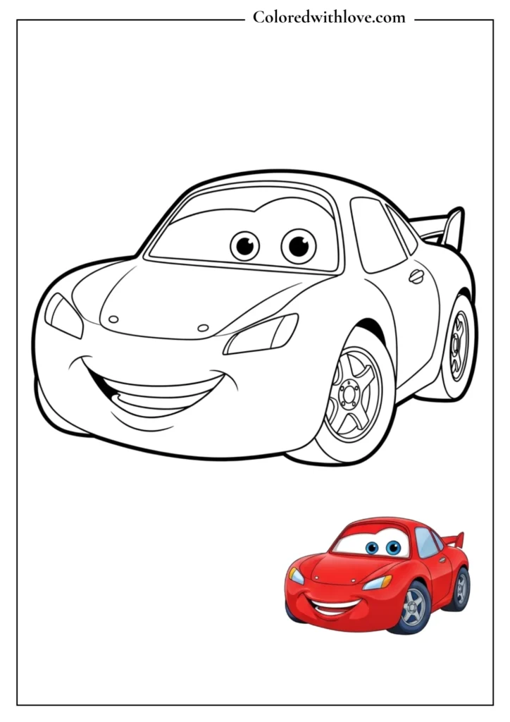 Smiling cartoon car drawing