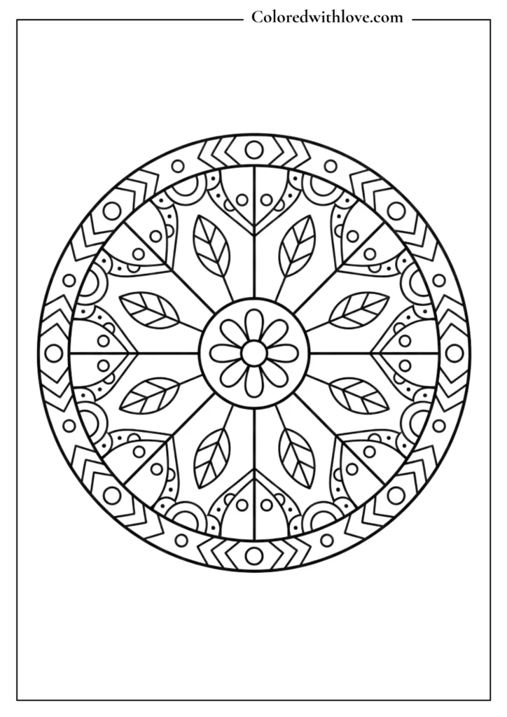 Easy mandala coloring pages decorative circular tribal pattern printable