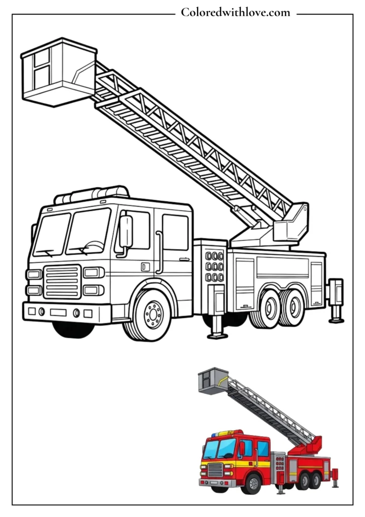 Fire truck with ladder drawing