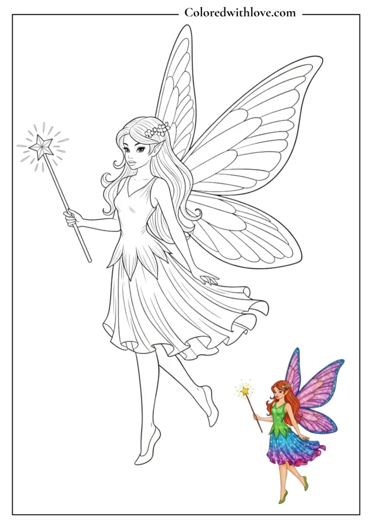 Fairy with wings and magic wand