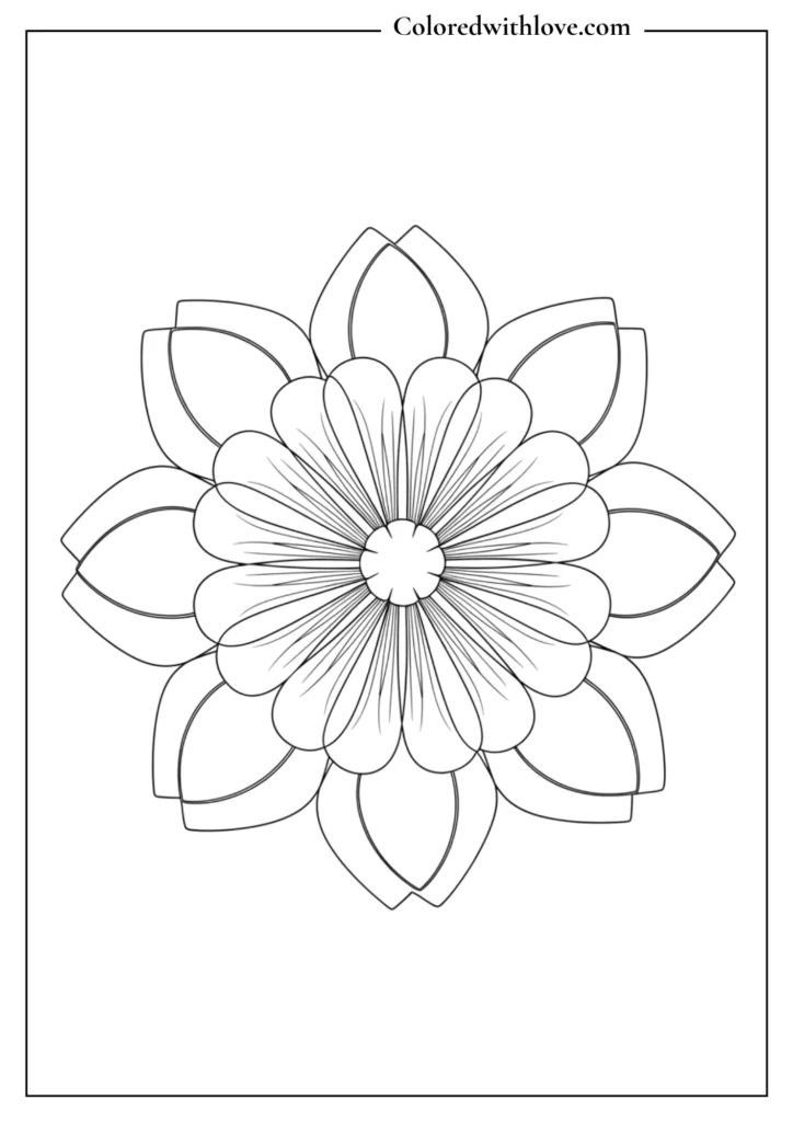 Easy mandala coloring pages simple floral symmetry design printable
