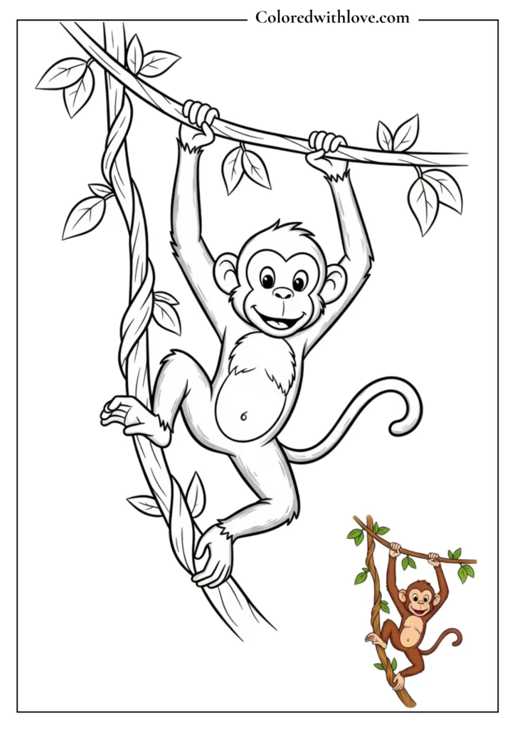 Monkey hanging on a branch