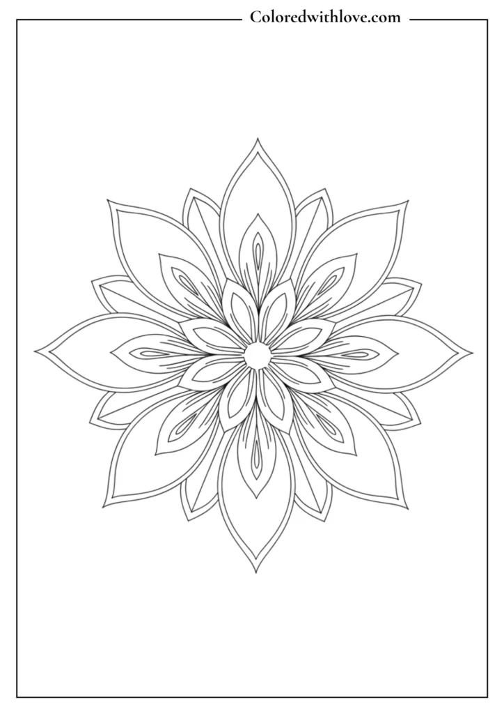 Easy mandala coloring pages minimal petal design printable for relaxation