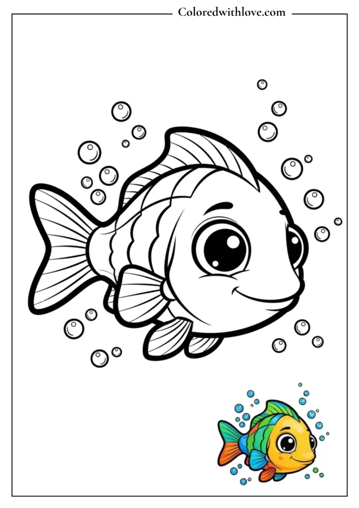 Cartoon fish with bubbles
