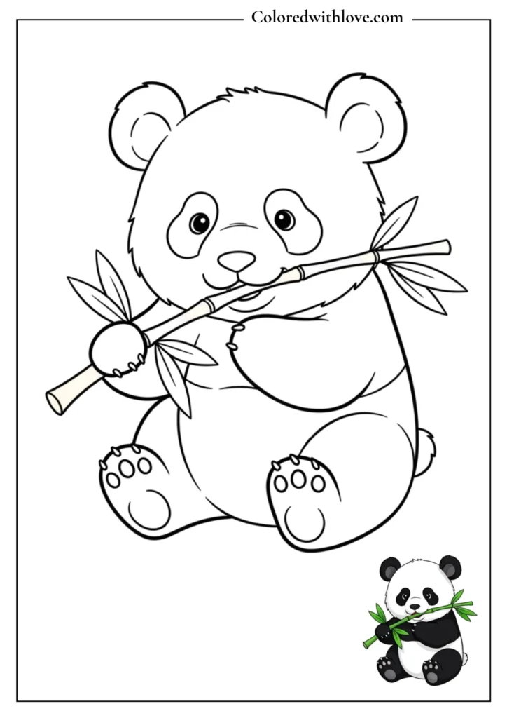 Panda eating bamboo drawing