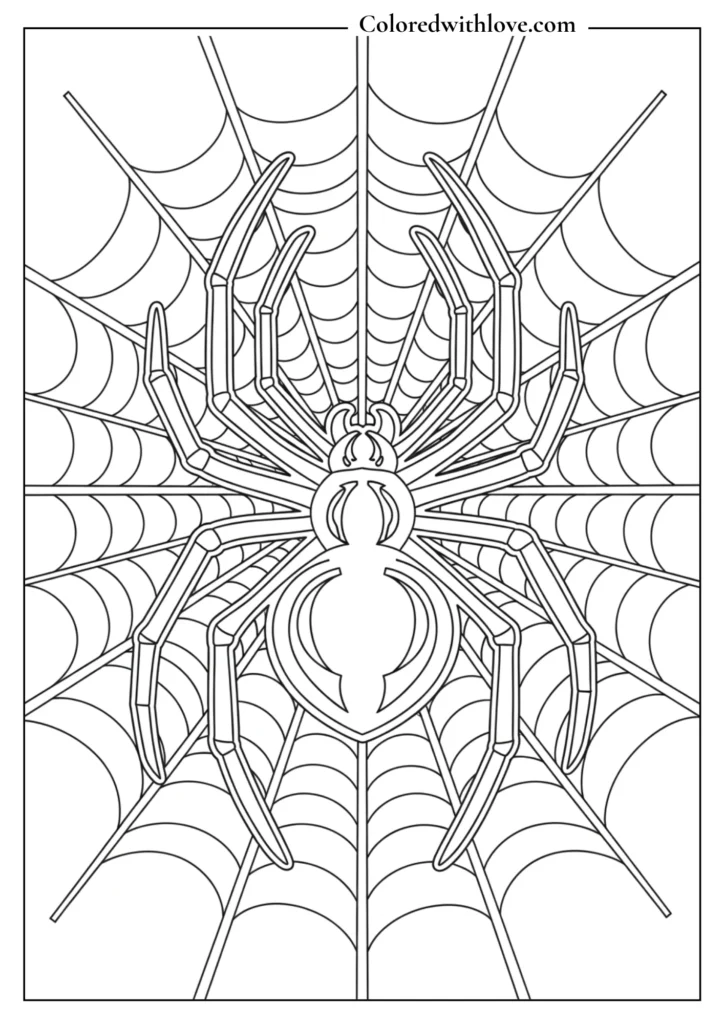 spiderman spider symbol close up web design coloring page printable