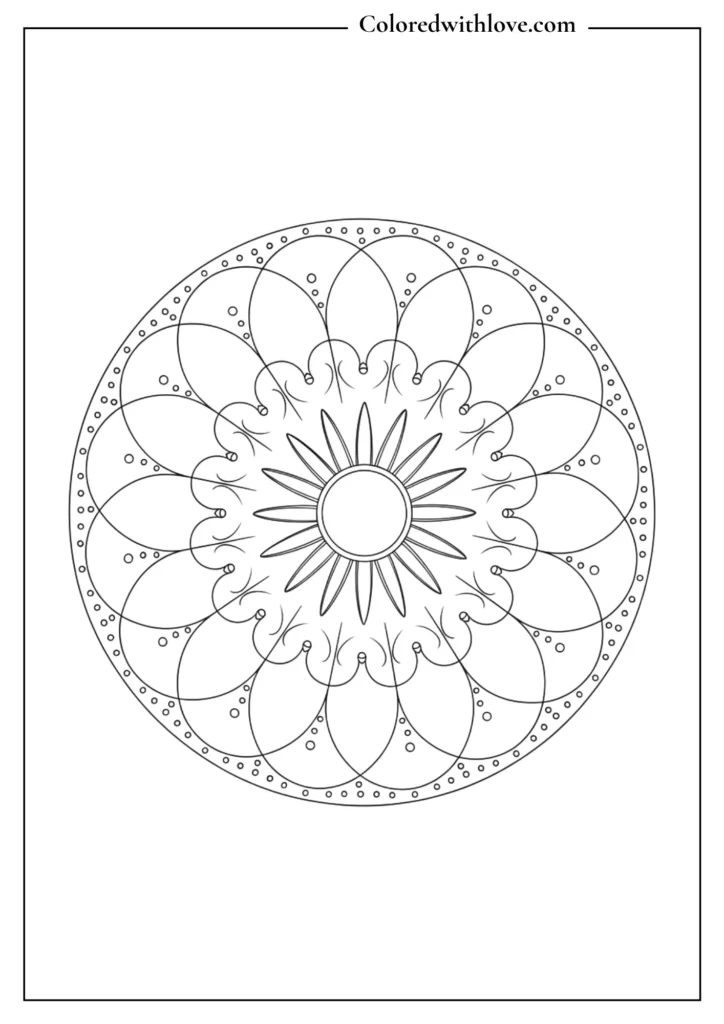 Easy mandala coloring pages cute flower design simple printable
