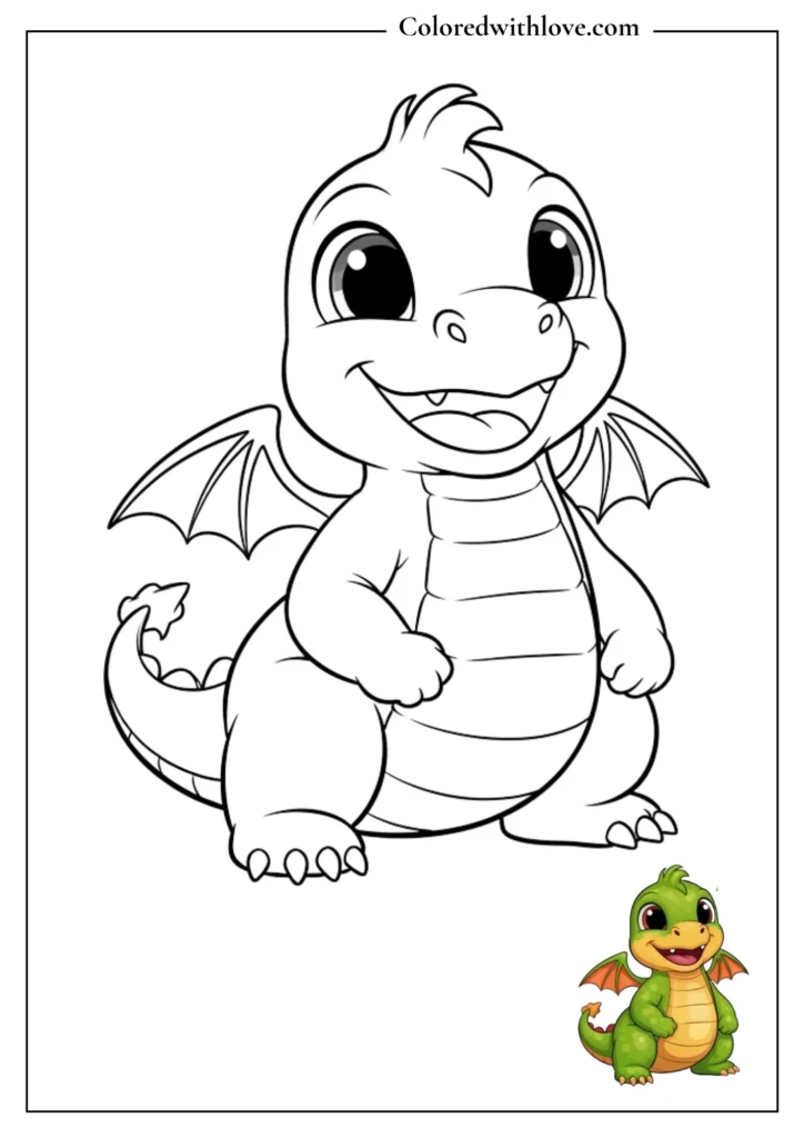 Baby dragon smiling drawing