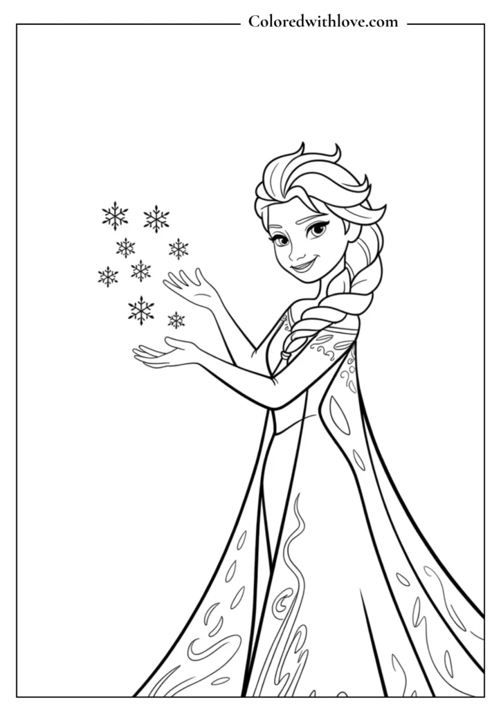 Princess with snowflakes in hands
