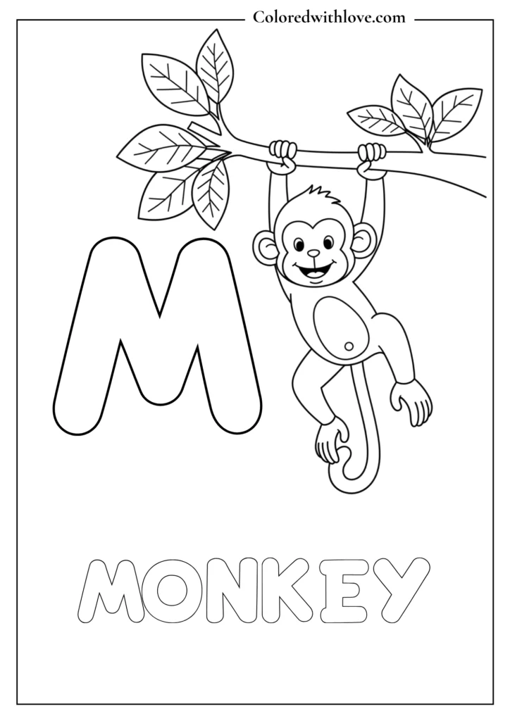  M is for Monkey Alphabets Coloring pages