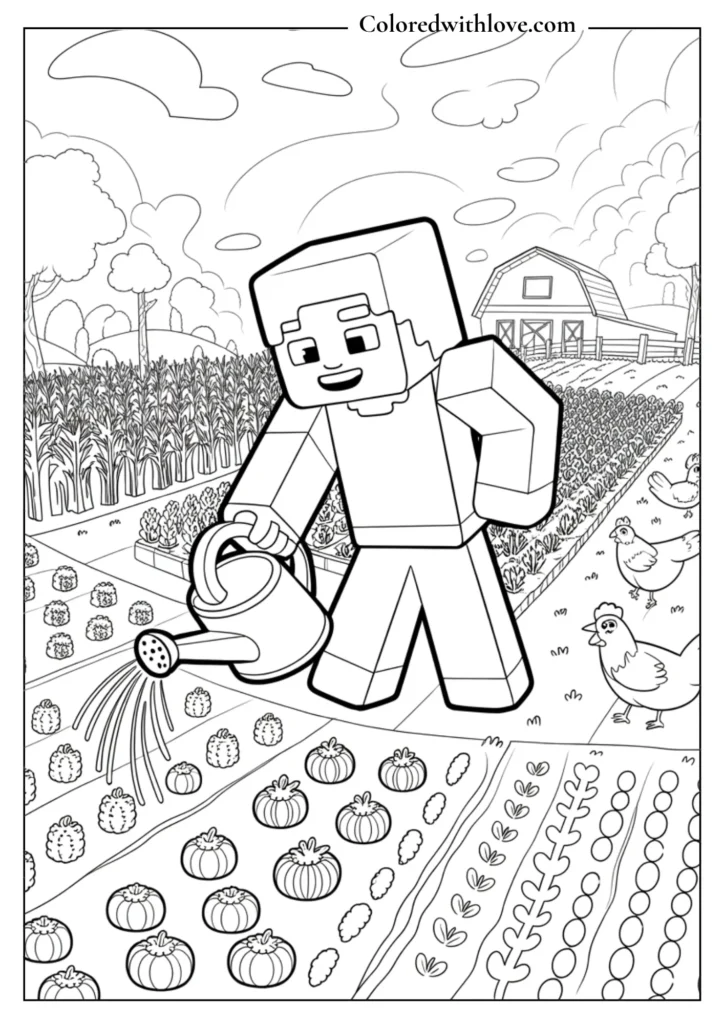 minecraft planting coloring page