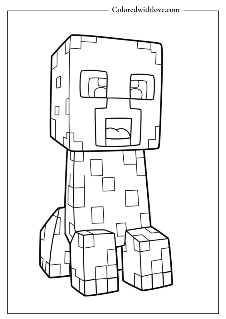 A cute smiling Creeper Coloring Page