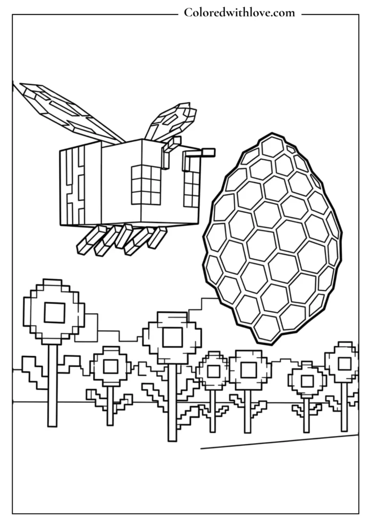 Minecraft Bee Coloring Page