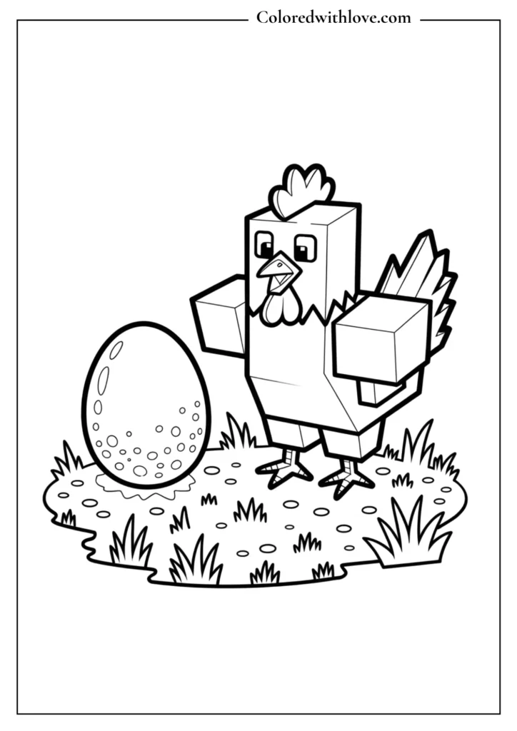 minecraft chicken Coloring Page