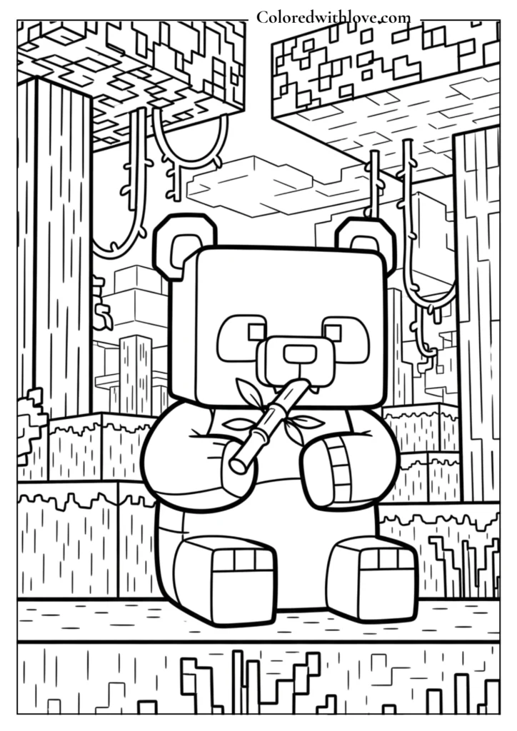 Panda Minecraft Coloring Page