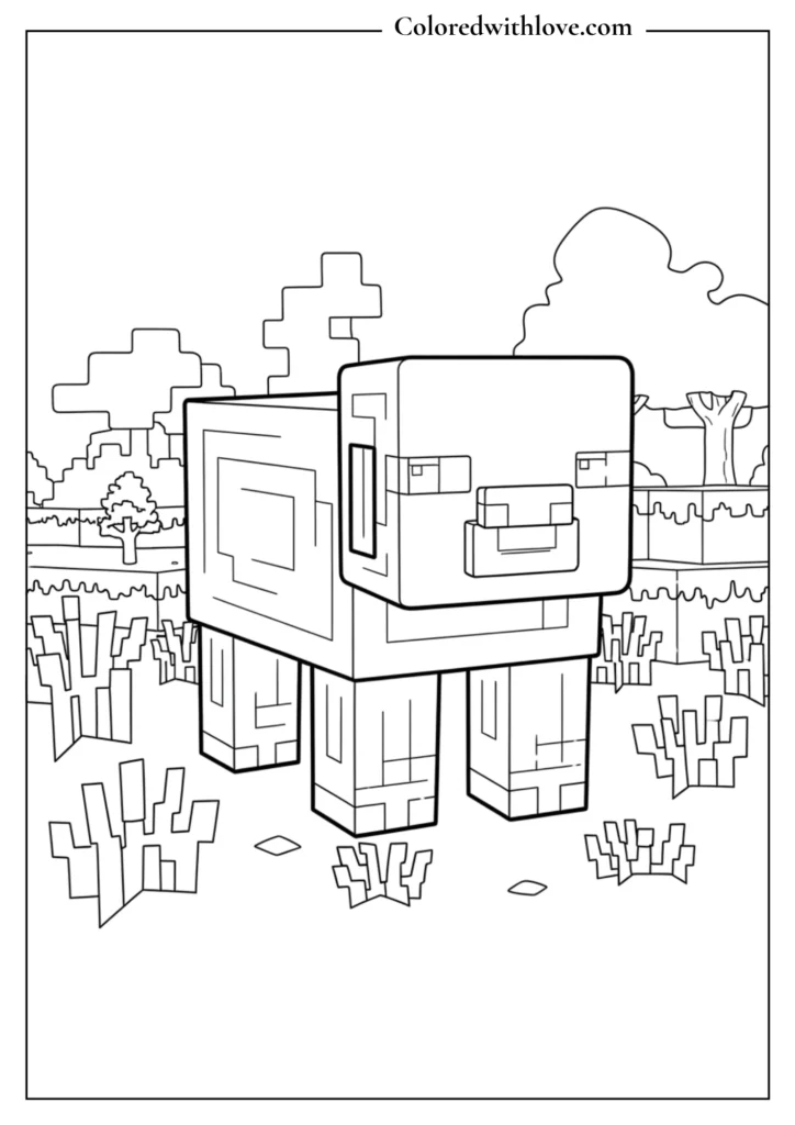 Pig Minecraft coloring Page

