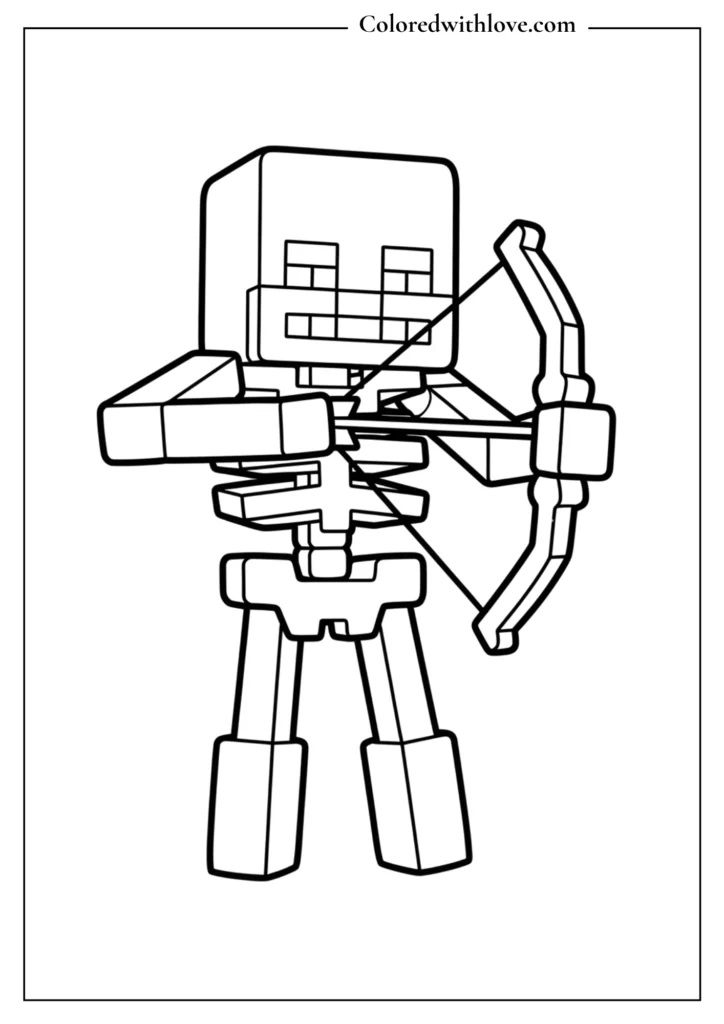 Skeleton with a bow Coloring Page