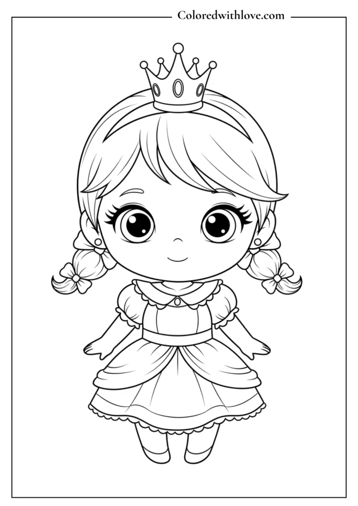 Chibi princess with big eyes and a tiny crown.