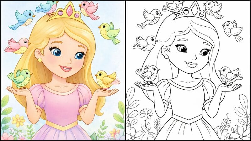 Princess coloring pages featured image