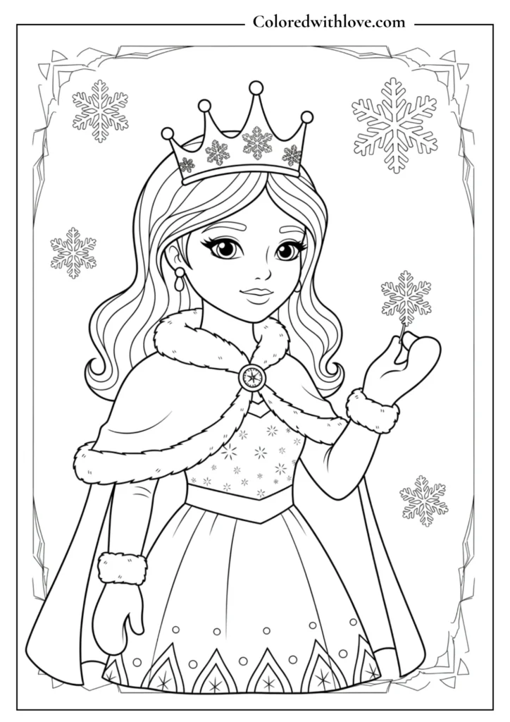 Winter princess with a fur-lined cape.