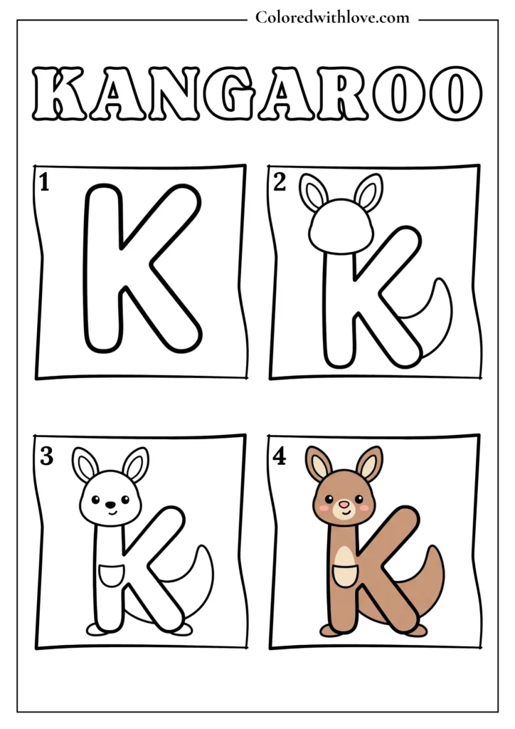 Drawing from Letter K Kangaroo Coloring Page for Kids