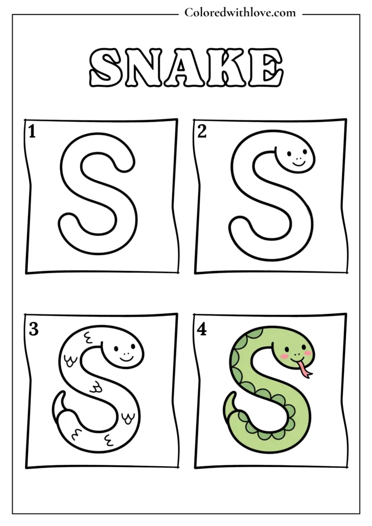 Drawing from Letter S Snake Coloring Page for Kids