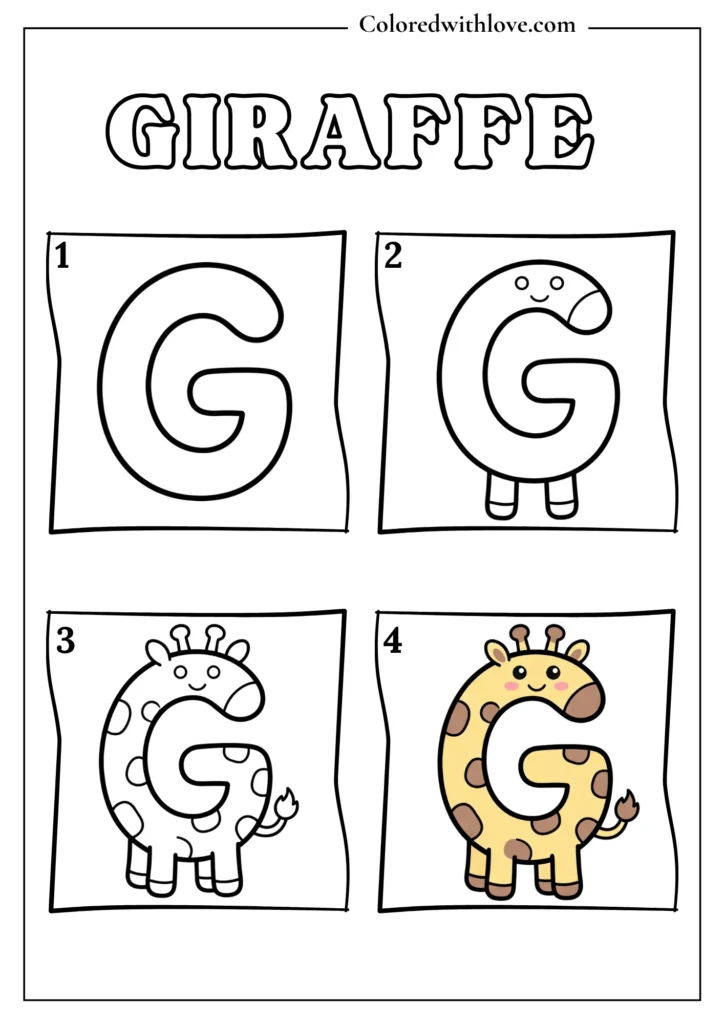 Drawing from Letter G Giraffe Coloring Page for Kids