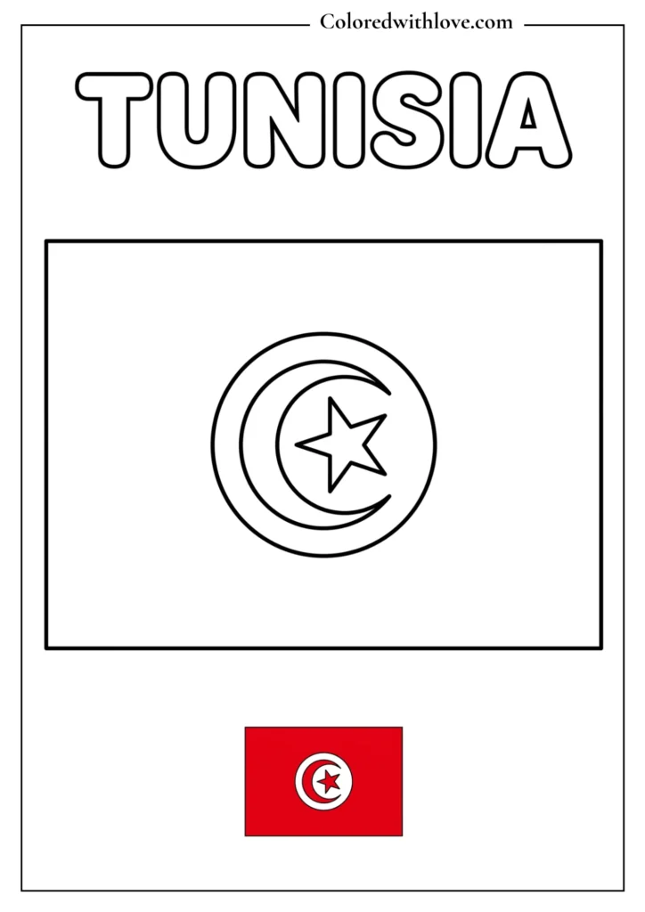 tunisia flag coloring page