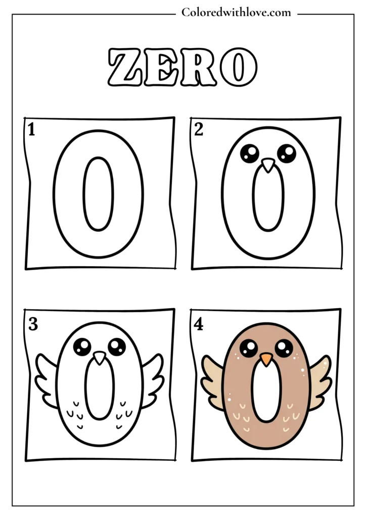 Drawing From Numbers coloring pages Zero Worksheet