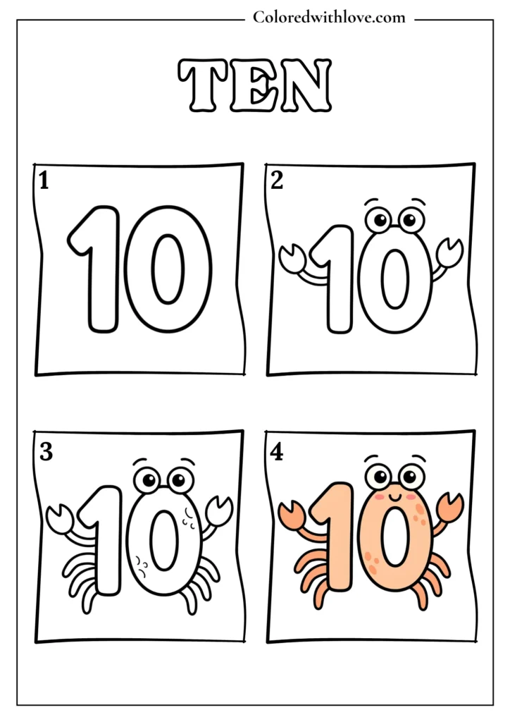 Drawing From Numbers coloring pages Ten Worksheet