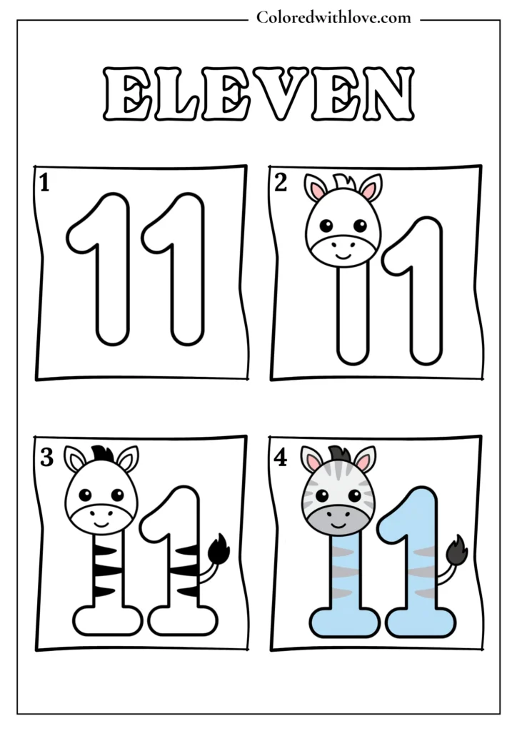 Drawing From Numbers coloring pages Eleven Worksheet